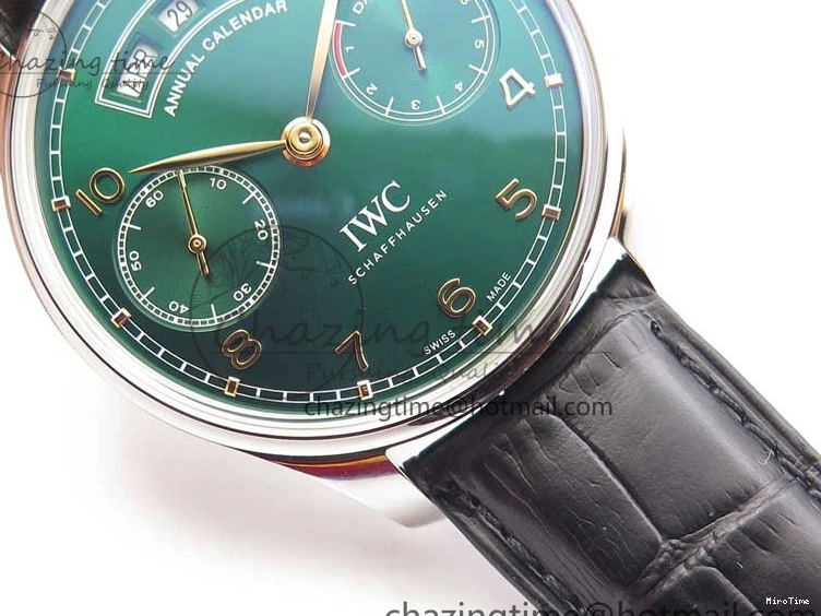 MIROTIME 0212 Portuguese Real PR Real Annual Calendar IW503510 ZF 1:1 Best Edition Green Dial on Black Leather Strap A QuickDry 7097